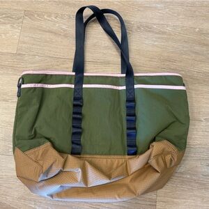 J. Crew Green and Brown Tote Bag